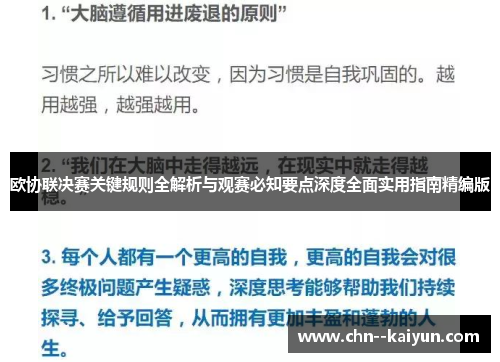 欧协联决赛关键规则全解析与观赛必知要点深度全面实用指南精编版