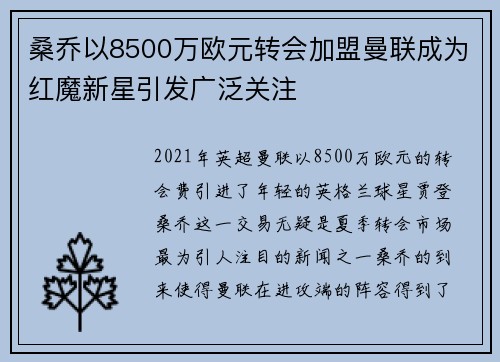 桑乔以8500万欧元转会加盟曼联成为红魔新星引发广泛关注